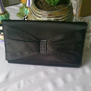 Clutch Bag, Vintage, Evening, Black Satin